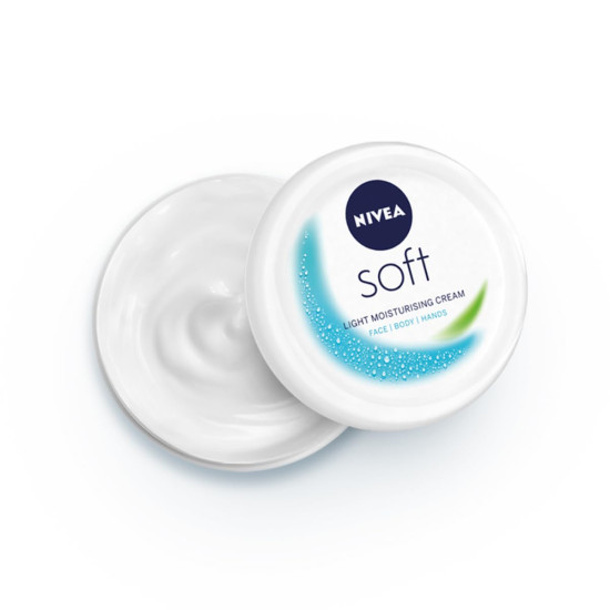 NIVEA Soft Light Moisturizer For Face, Hand & Body, Instant Hydration, Non-Greasy Cream With Vitamin E & Jojoba Oil, 50ml