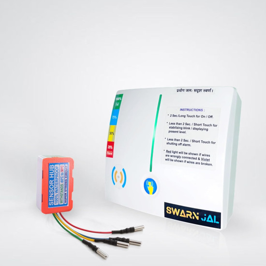 Water Tank Alarm, Overflow Control Bell, Cell/Battery Powered, Loud Human Voice, Brass Sensors, 100% Shock Proof, 1-3 Years Cell Life, One Year Complete Warranty Swarn Jal ® (Model: A-VO) 