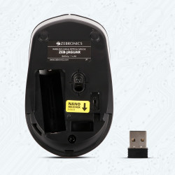 Wireless Mouse-ZEBRONICS "ZEB-JAGUAR" True Wireless Mouse, 2.4GHz with USB Nano Receiver, Having High Precision Optical Tracking, 4 Buttons, Plug & Play, Ambidextrous, for PC/Mac/Laptop  - Color  (Black+Grey)